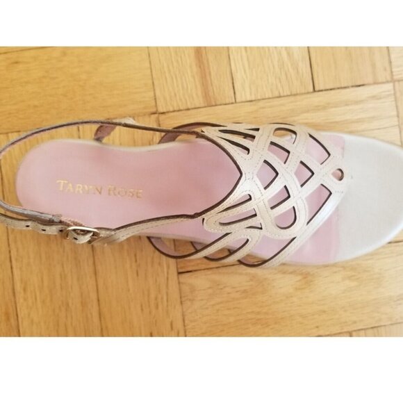 BNIB Taryn Rose Kelvo sandal in Pearl kidskin, sz 9.5 - Picture 2 of 6